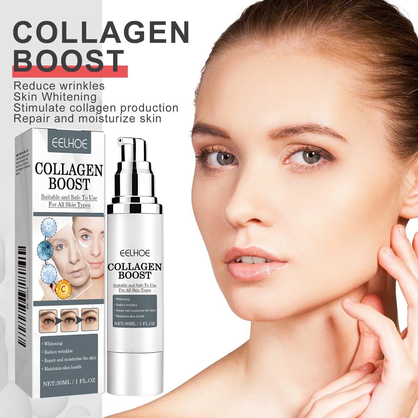 Crème pour le visage rehausseur de collagène, soin hydratant et raffermissant pour femmes, réduit les rides, ridules, acide hyaluronique, 30ml
