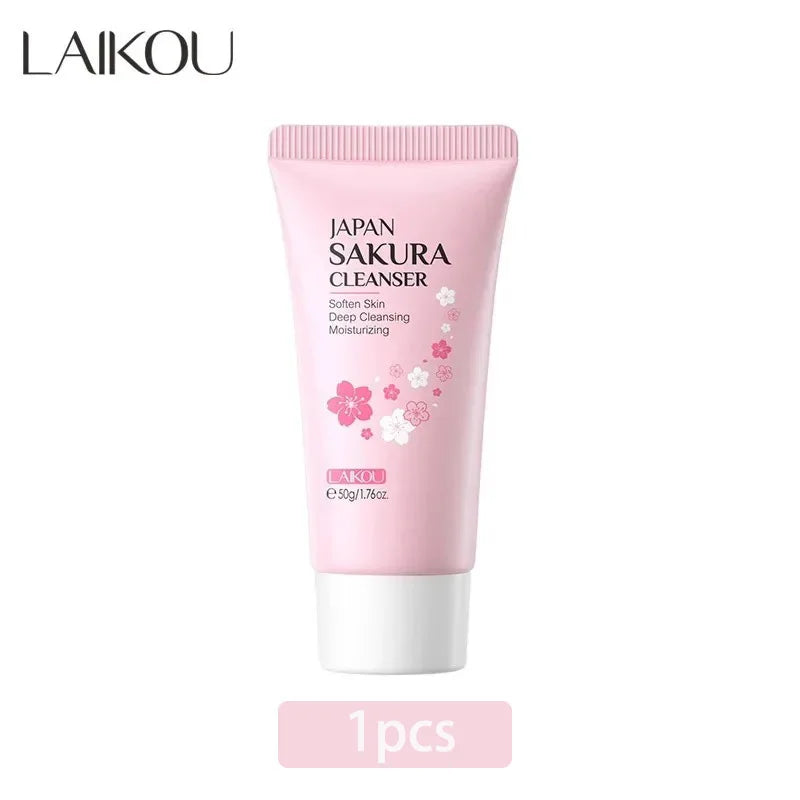 LAIKOU Sakura nettoyant pour le visage mousse lavage du visage supprimer points noirs hydratant rétrécit les Pores nettoyage en profondeur contrôle de l'huile soins de la peau 50g