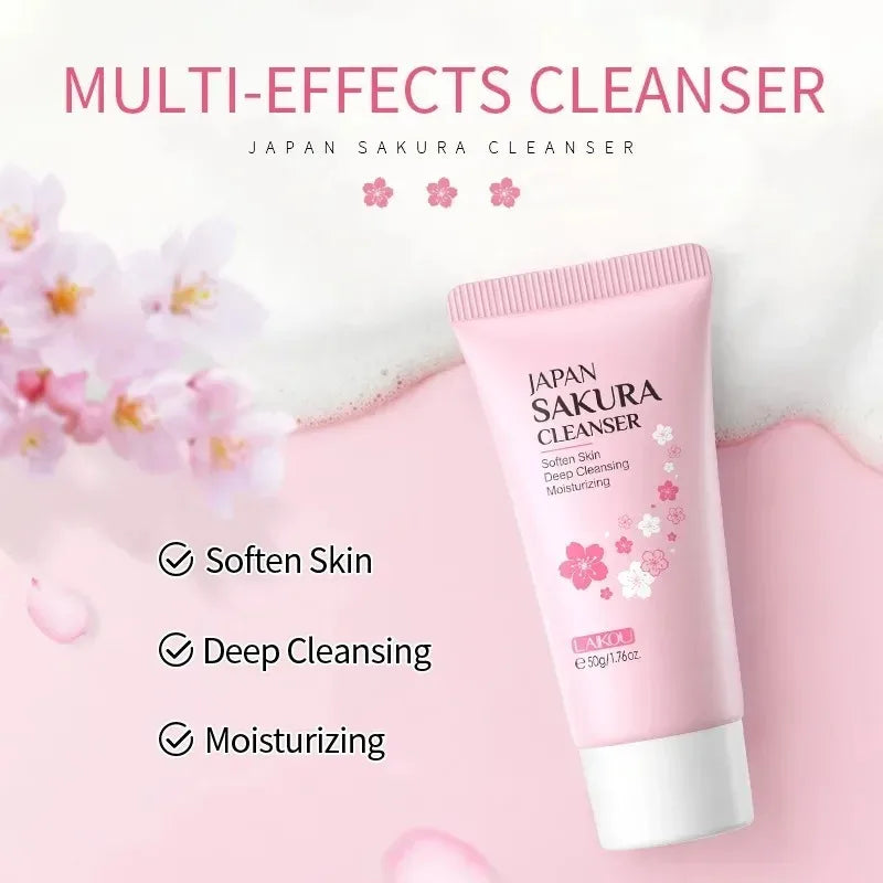 LAIKOU Sakura nettoyant pour le visage mousse lavage du visage supprimer points noirs hydratant rétrécit les Pores nettoyage en profondeur contrôle de l'huile soins de la peau 50g