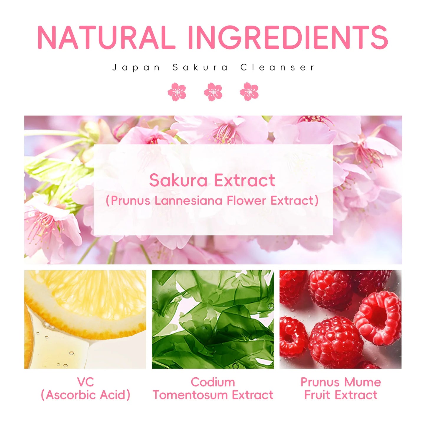 LAIKOU Sakura nettoyant pour le visage mousse lavage du visage supprimer points noirs hydratant rétrécit les Pores nettoyage en profondeur contrôle de l'huile soins de la peau 50g