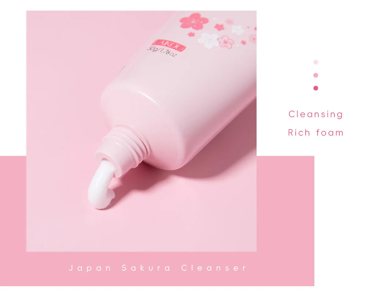 LAIKOU Sakura nettoyant pour le visage mousse lavage du visage supprimer points noirs hydratant rétrécit les Pores nettoyage en profondeur contrôle de l'huile soins de la peau 50g