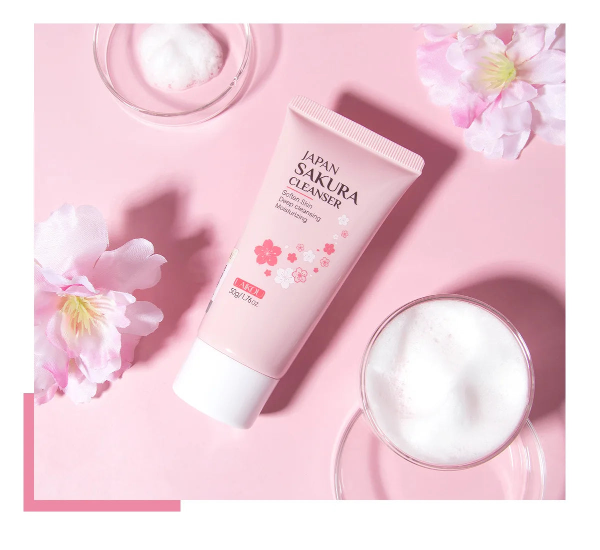 LAIKOU Sakura nettoyant pour le visage mousse lavage du visage supprimer points noirs hydratant rétrécit les Pores nettoyage en profondeur contrôle de l'huile soins de la peau 50g