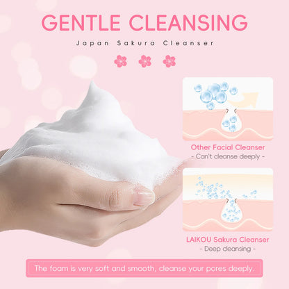 LAIKOU Sakura nettoyant pour le visage mousse lavage du visage supprimer points noirs hydratant rétrécit les Pores nettoyage en profondeur contrôle de l'huile soins de la peau 50g