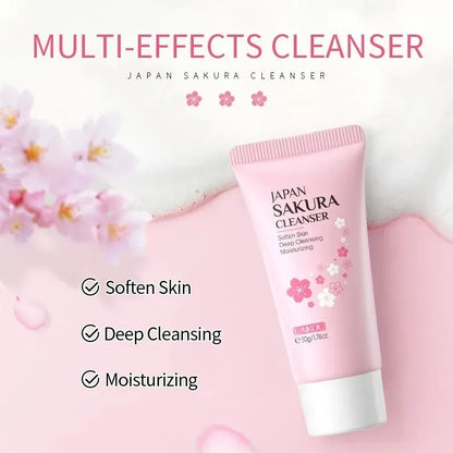 LAIKOU Sakura nettoyant pour le visage mousse lavage du visage supprimer points noirs hydratant rétrécit les Pores nettoyage en profondeur contrôle de l'huile soins de la peau 50g