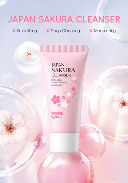 LAIKOU Sakura nettoyant pour le visage mousse lavage du visage supprimer points noirs hydratant rétrécit les Pores nettoyage en profondeur contrôle de l'huile soins de la peau 50g