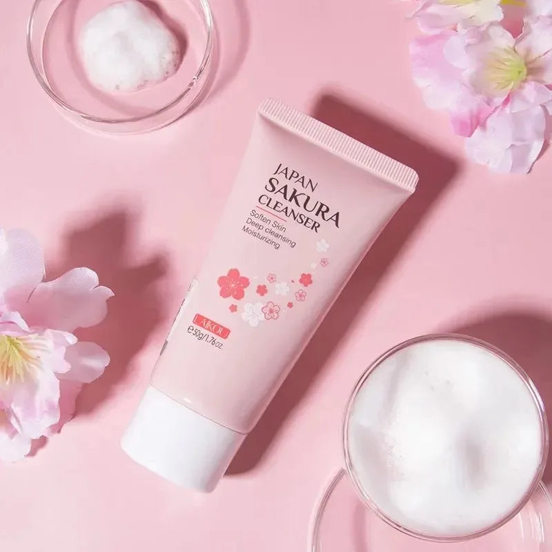 LAIKOU Sakura nettoyant pour le visage mousse lavage du visage supprimer points noirs hydratant rétrécit les Pores nettoyage en profondeur contrôle de l'huile soins de la peau 50g
