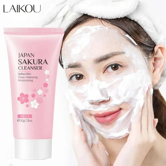 LAIKOU Sakura nettoyant pour le visage mousse lavage du visage supprimer points noirs hydratant rétrécit les Pores nettoyage en profondeur contrôle de l'huile soins de la peau 50g