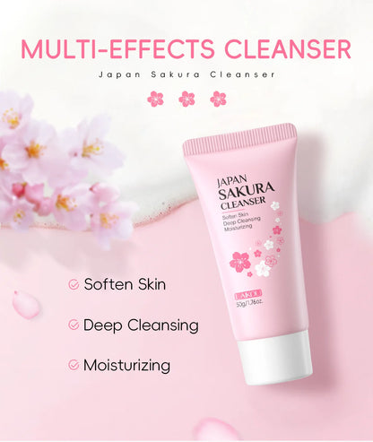 LAIKOU Sakura nettoyant pour le visage mousse lavage du visage supprimer points noirs hydratant rétrécit les Pores nettoyage en profondeur contrôle de l'huile soins de la peau 50g