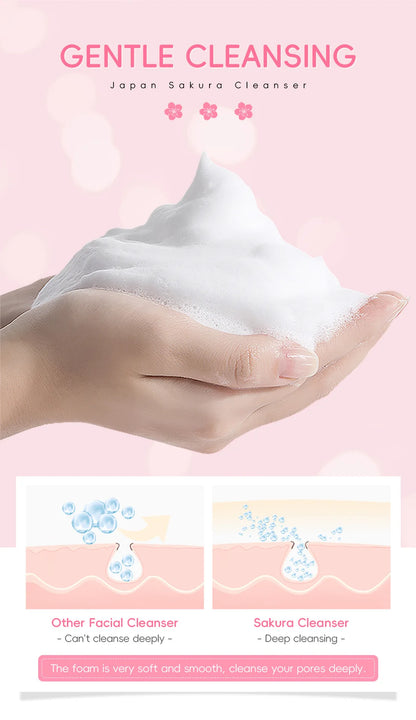 LAIKOU Sakura nettoyant pour le visage mousse lavage du visage supprimer points noirs hydratant rétrécit les Pores nettoyage en profondeur contrôle de l'huile soins de la peau 50g
