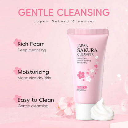 LAIKOU Sakura nettoyant pour le visage mousse lavage du visage supprimer points noirs hydratant rétrécit les Pores nettoyage en profondeur contrôle de l'huile soins de la peau 50g